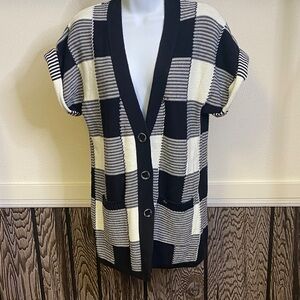 Fox Black and Cream short sleeve Cardigan